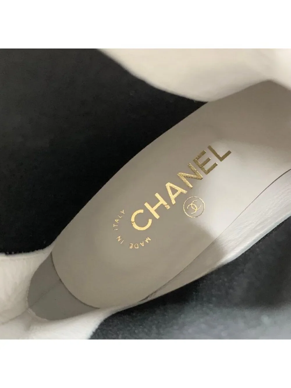 Chanel CC Logo Leather Patent Side Gore Short Boots White